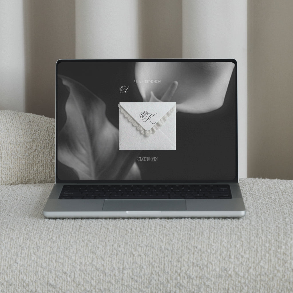 Save the Date Website Template | Floral Black and White Old Money E002