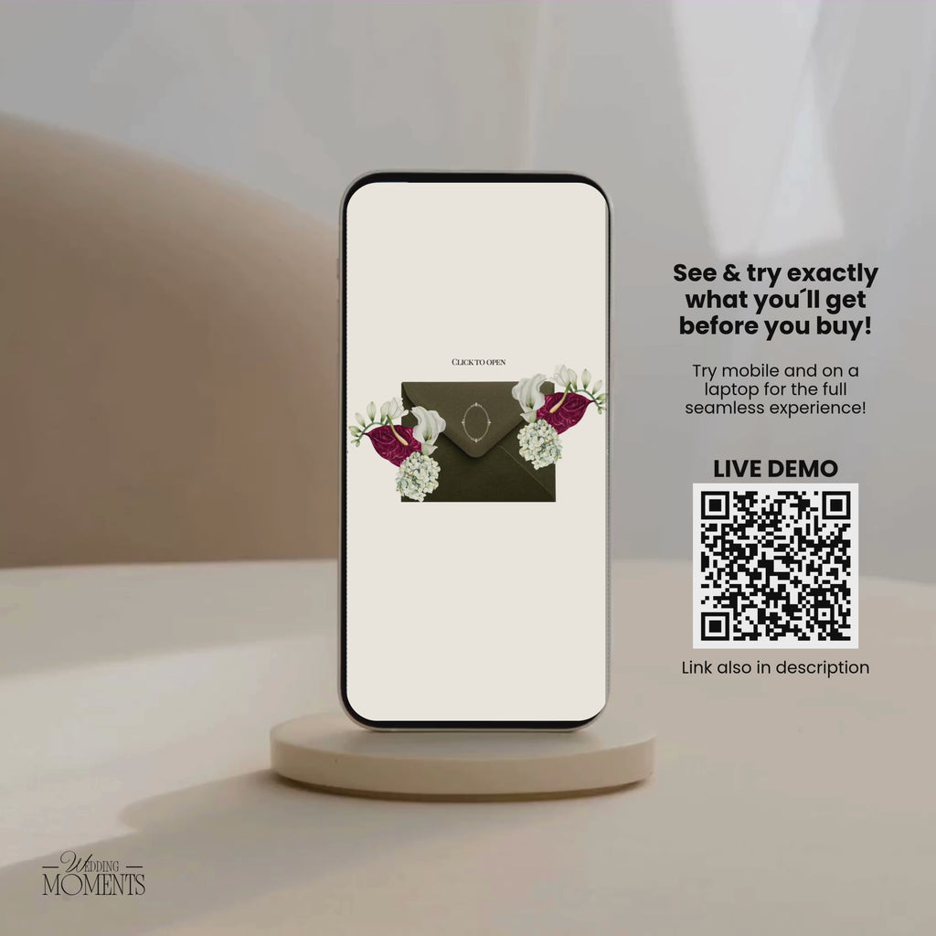 Save the Date Website Template | Floral Greige Envelope Old Money E005 (Copy)