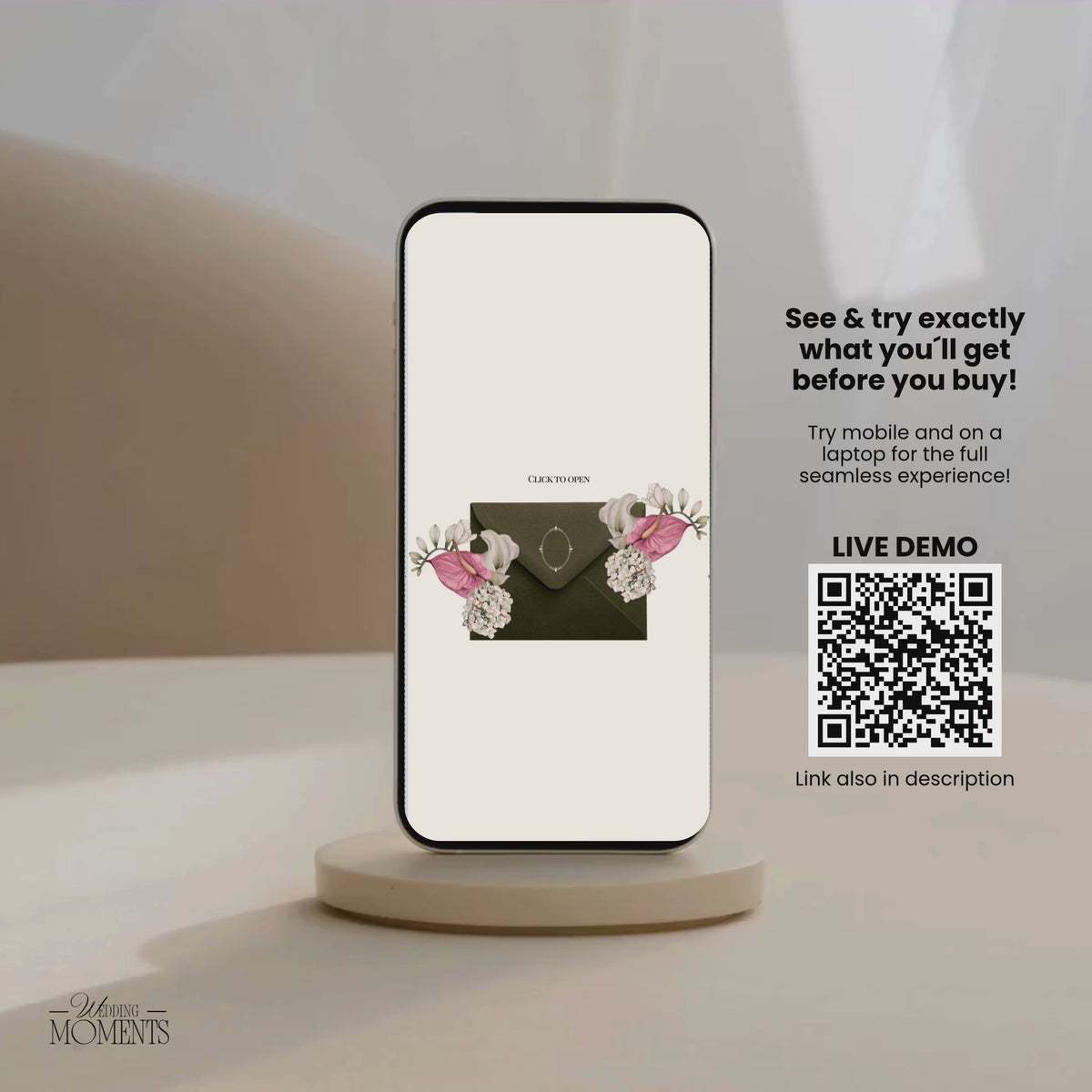 Save the Date Website Template | Olive green Envelope Photo Booth E007_3