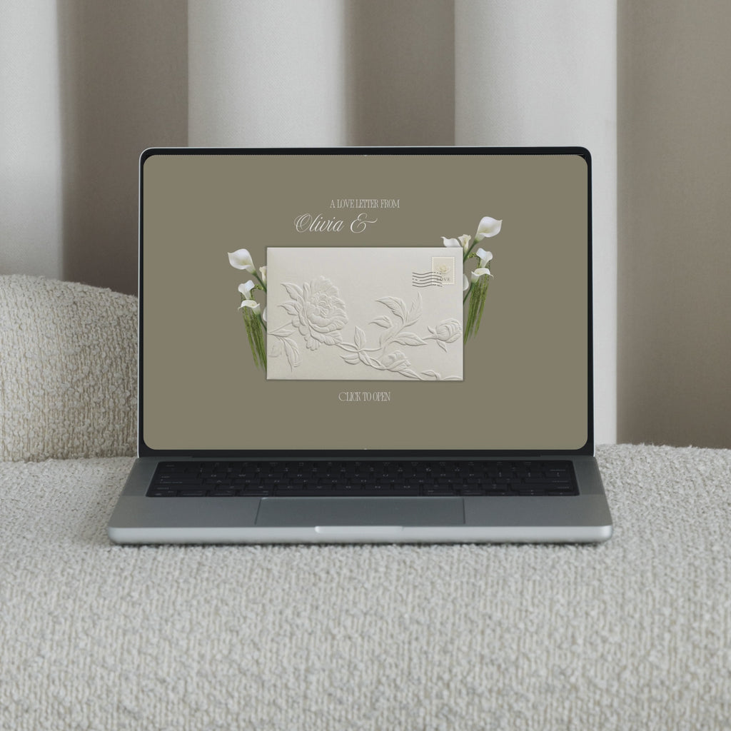 Save the Date Website Template | Floral ivory Envelope Old Money E004