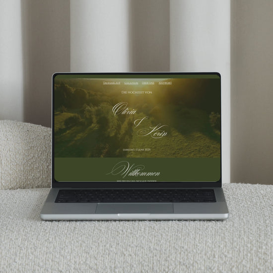Live demo video of luxury greenery countryside wedding website template with RSVP and Google Maps