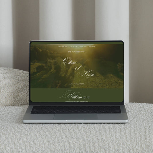 Live demo video of luxury greenery countryside wedding website template with RSVP and Google Maps