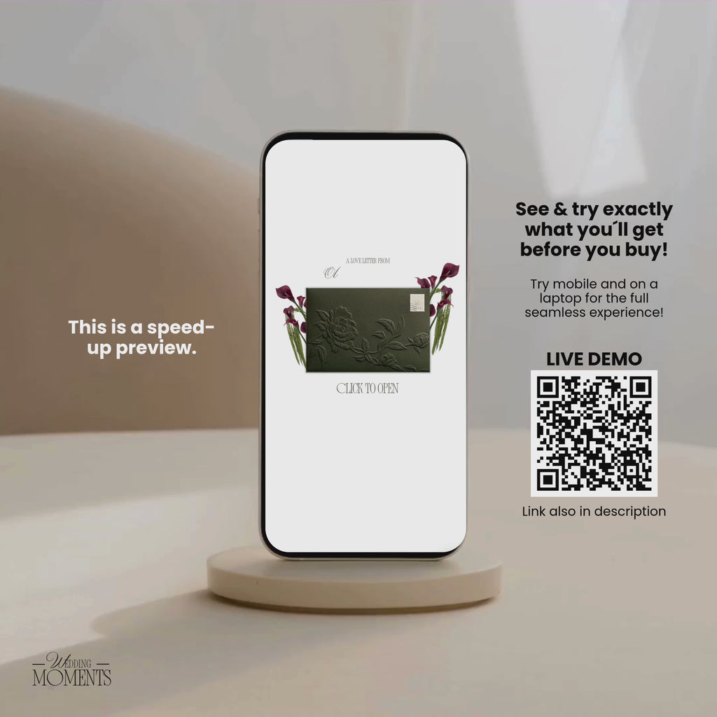 Save the Date Website Template | Olive Green  Envelope Old Money E005 (Kopie)