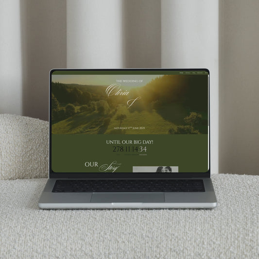 Luxury Wedding Website Template | Countryside Green Aesthetic