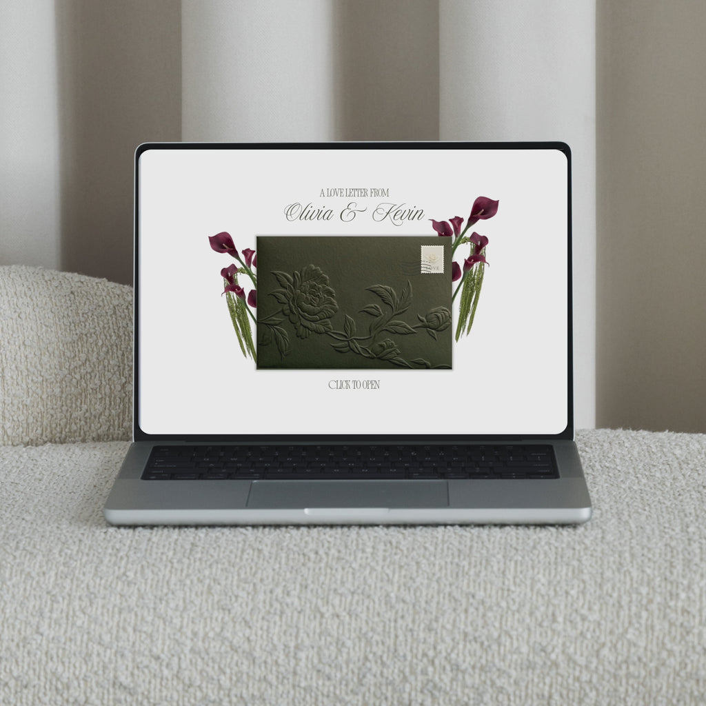 Save the Date Website Template | Olive Green  Envelope Old Money E005 (Kopie)