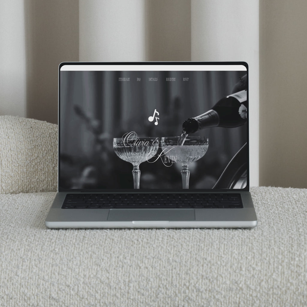 Wedding Website Template | Black & White Old Money E006
