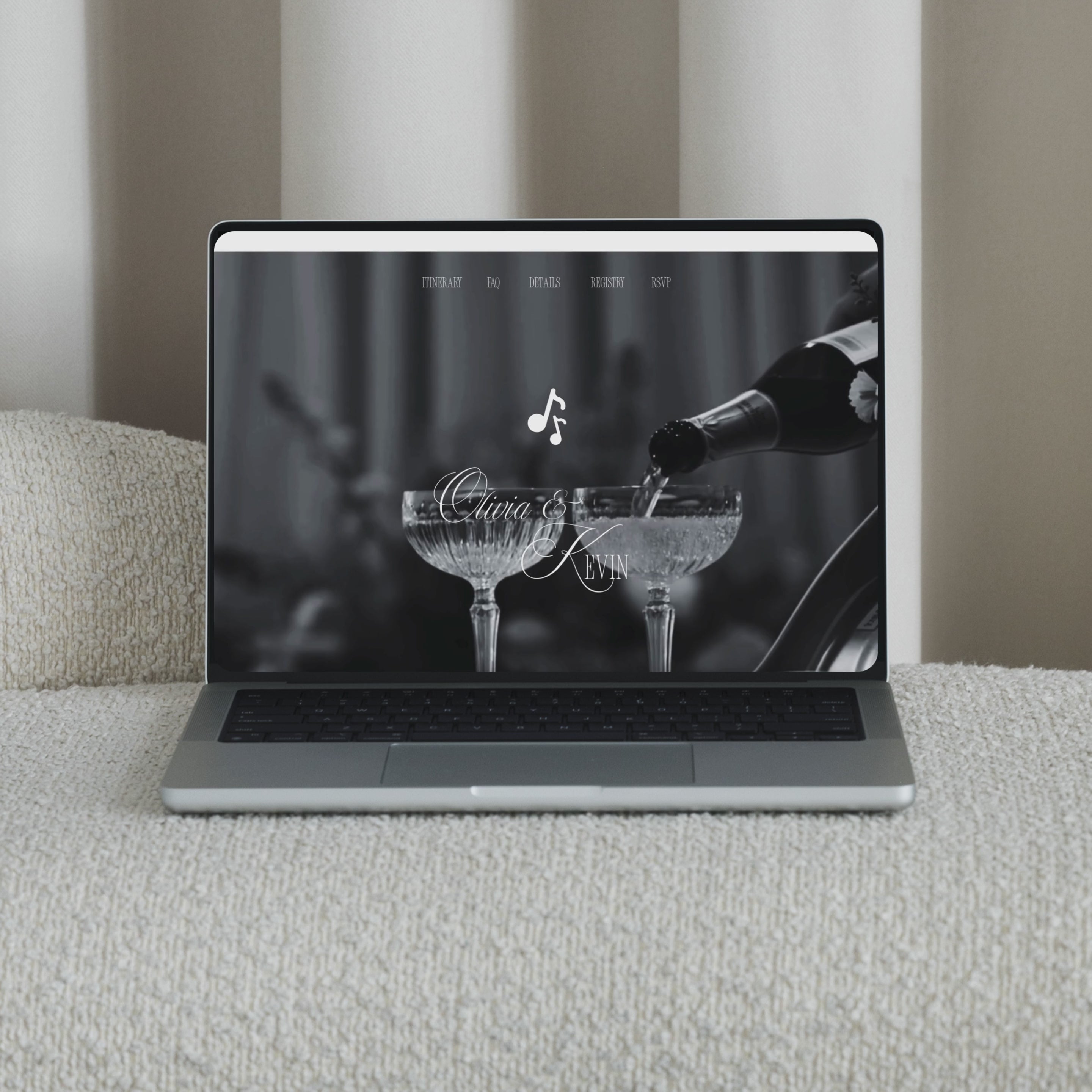 Wedding Website Template | Black & White Old Money E006