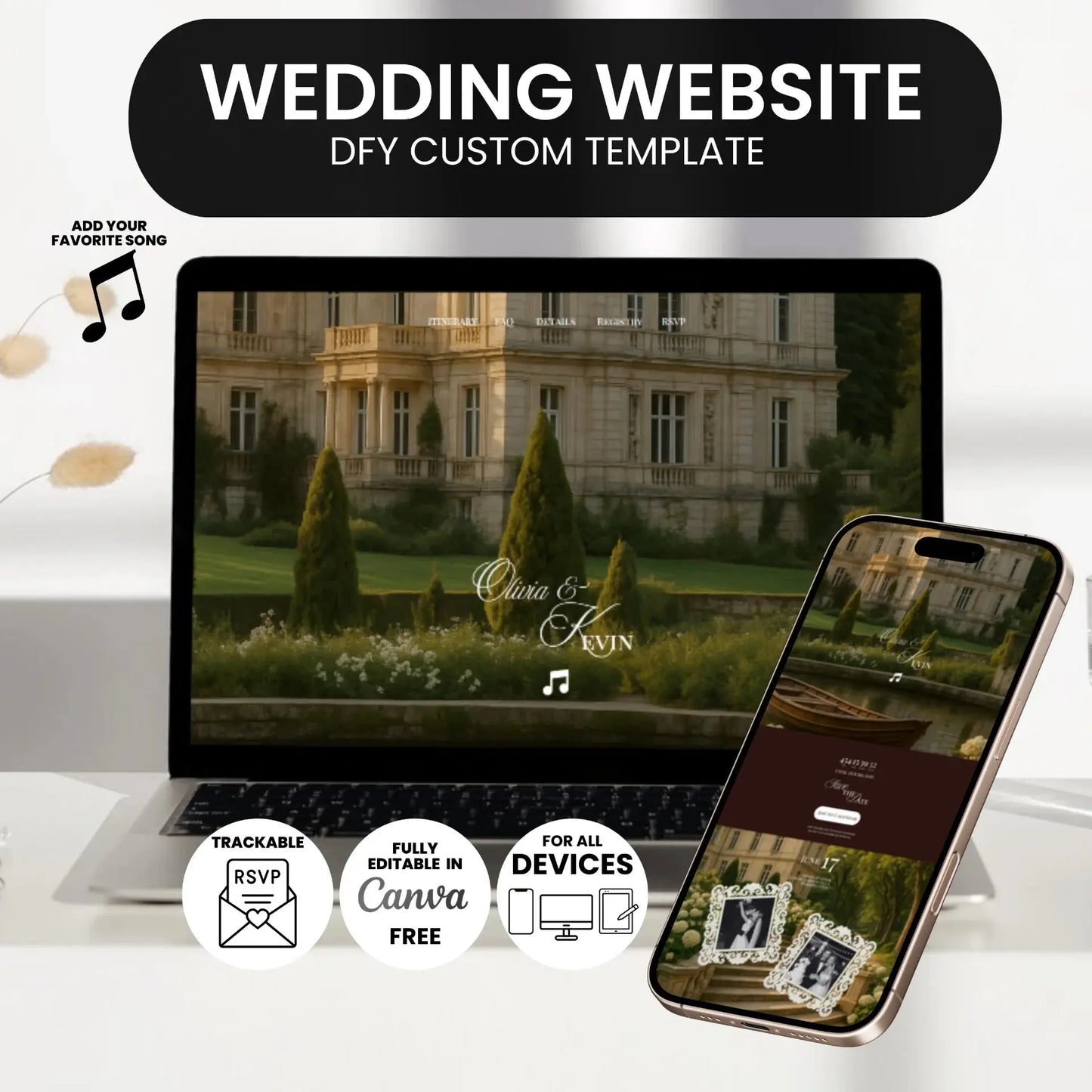 Wedding Invitation Website with music - RSVP Save the Date Website Wedding Moments  Wedding Moments