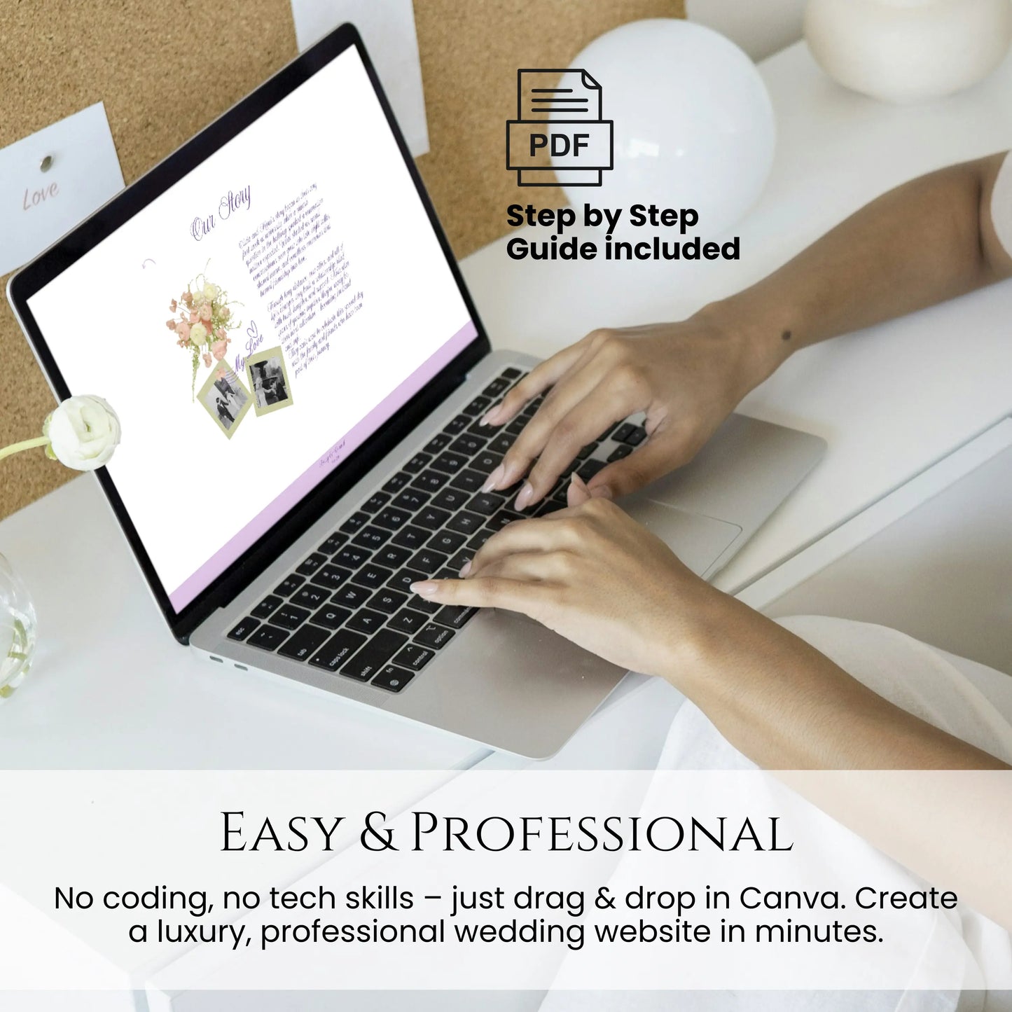 Sage wedding website displayed on laptop