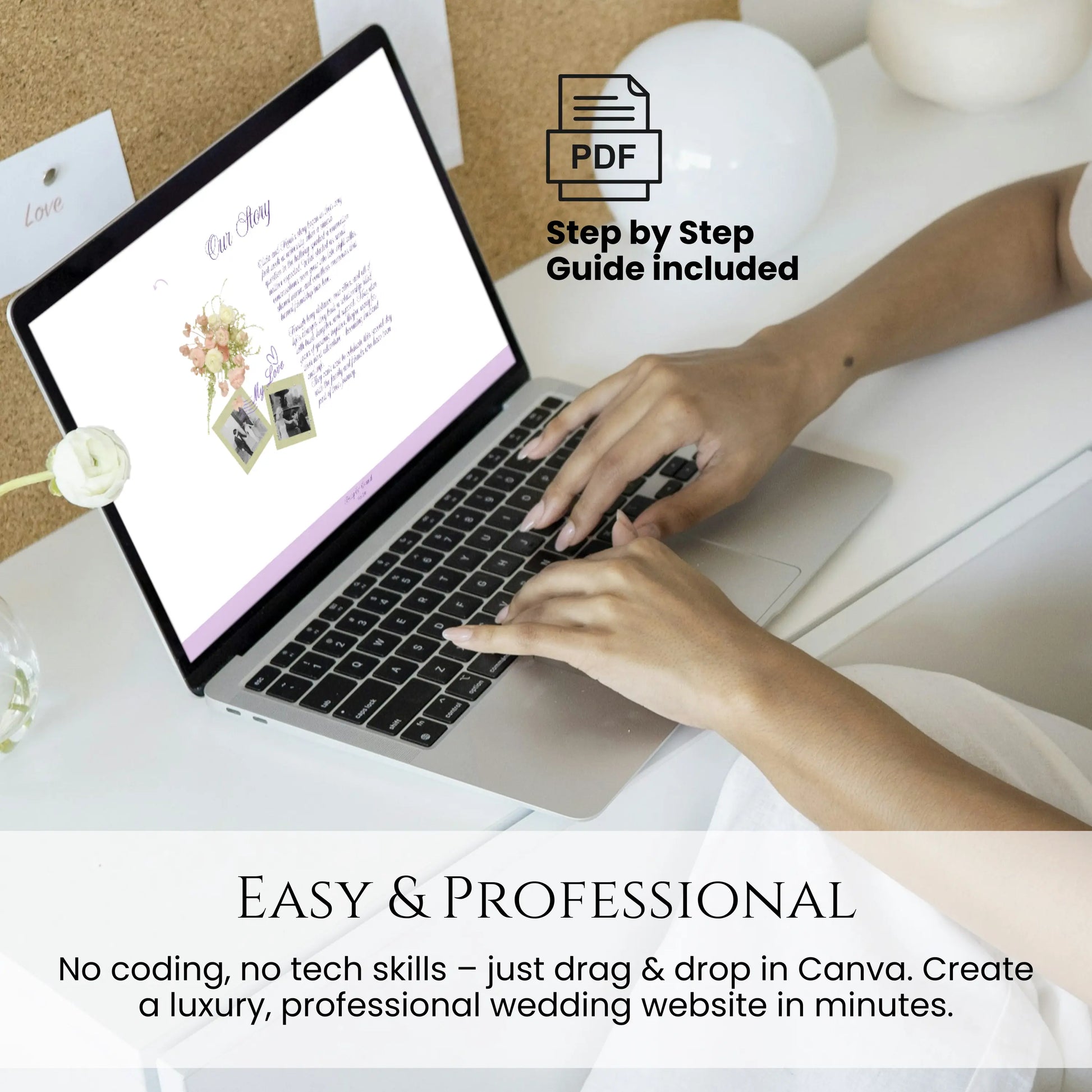 Sage wedding website displayed on laptop