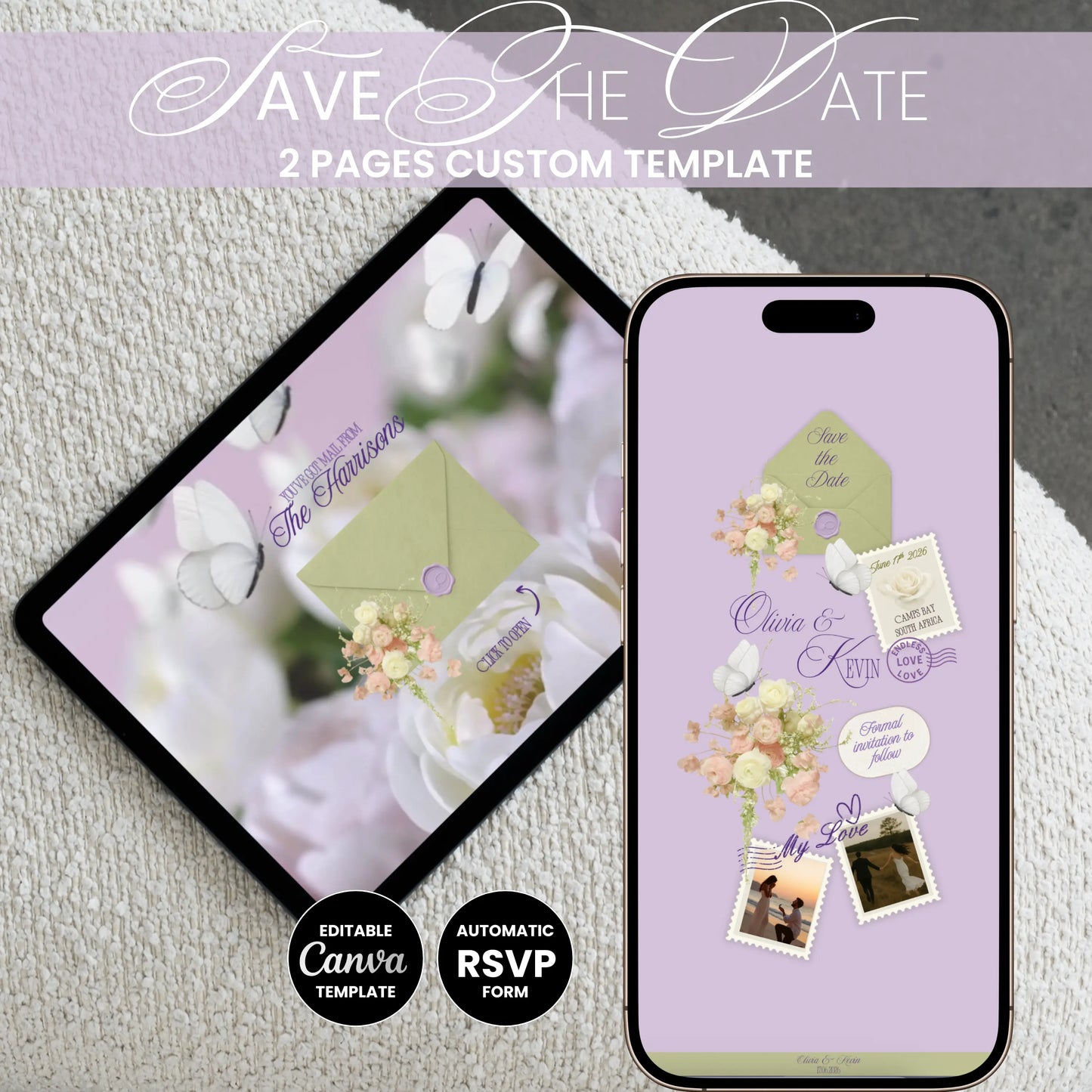 Floral Save The Date Wedding Website | Animated Butterfly Template with RSVP Wedding Moments  Wedding Moments