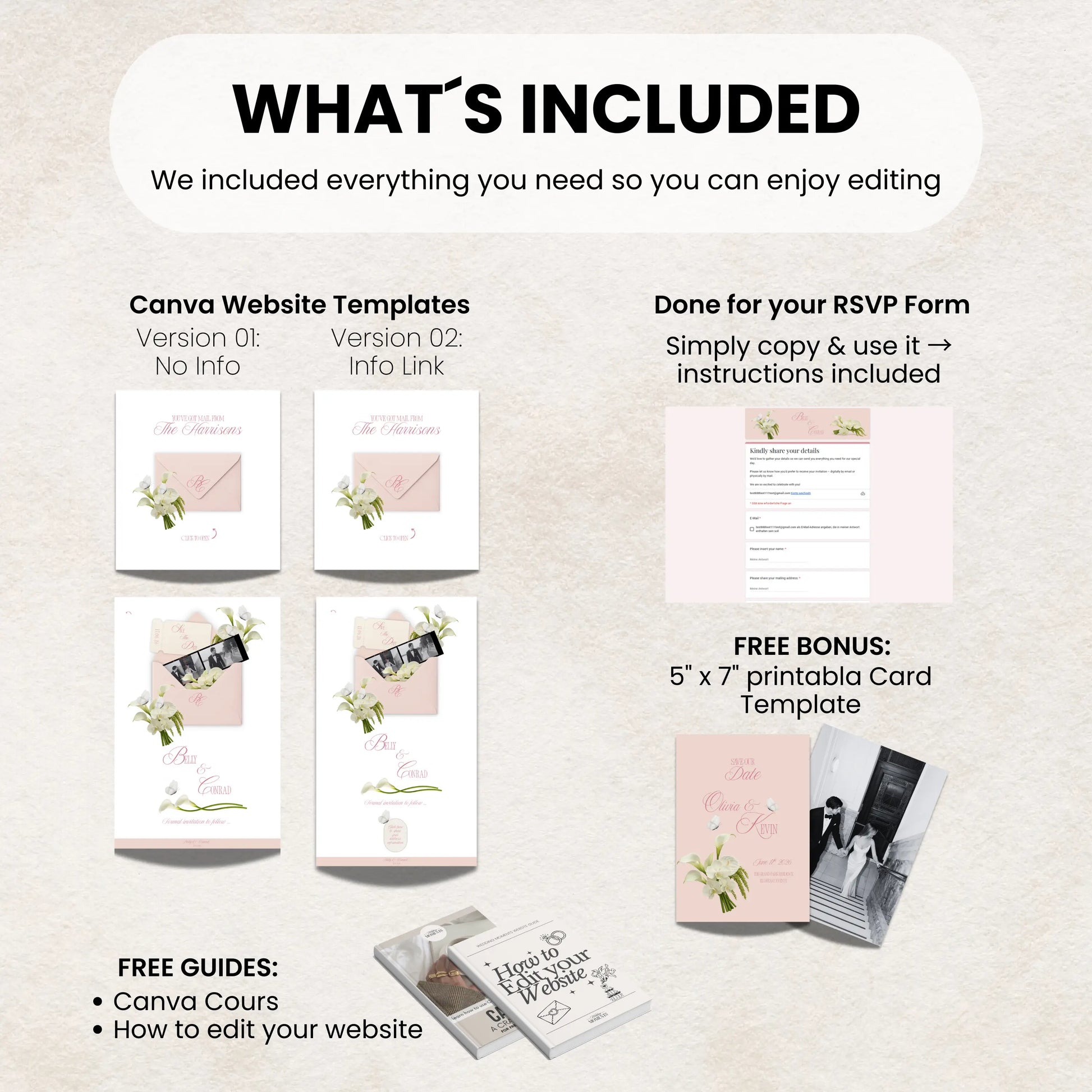 Editing save the date wedding website in Canva