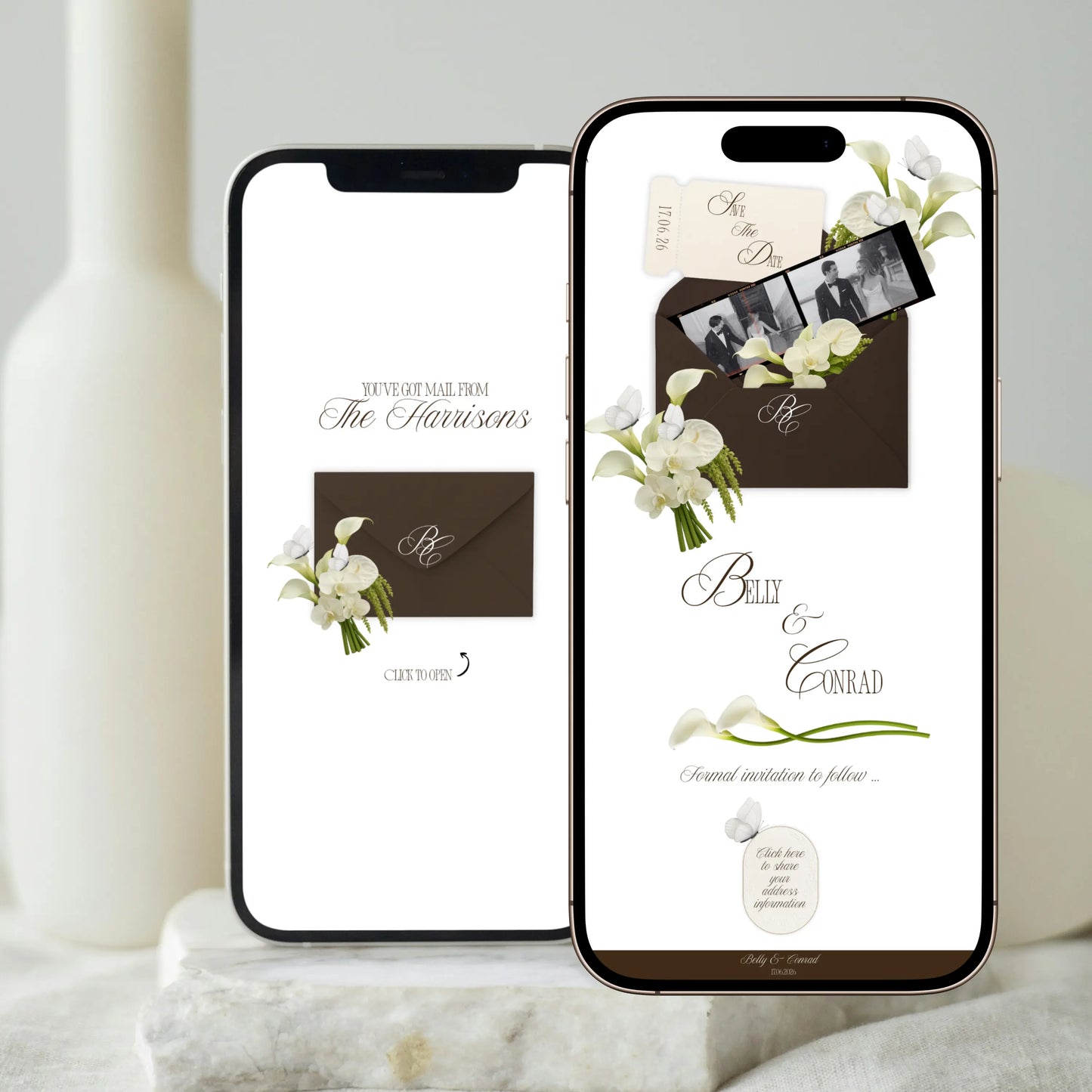 Save the Date wedding website mobile animated envelope design