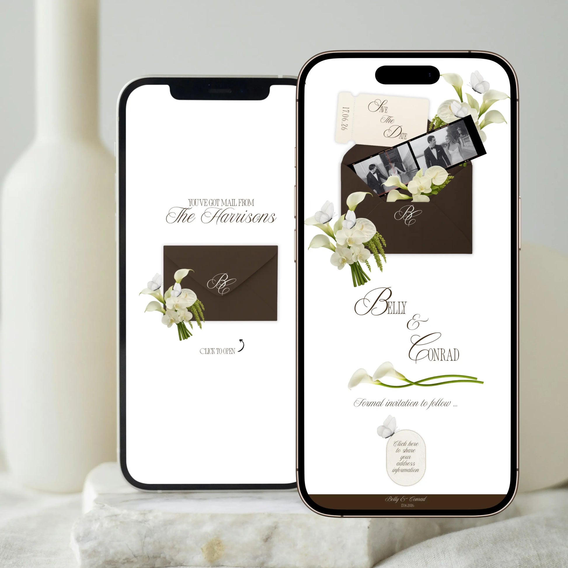Save the Date wedding website mobile animated envelope design