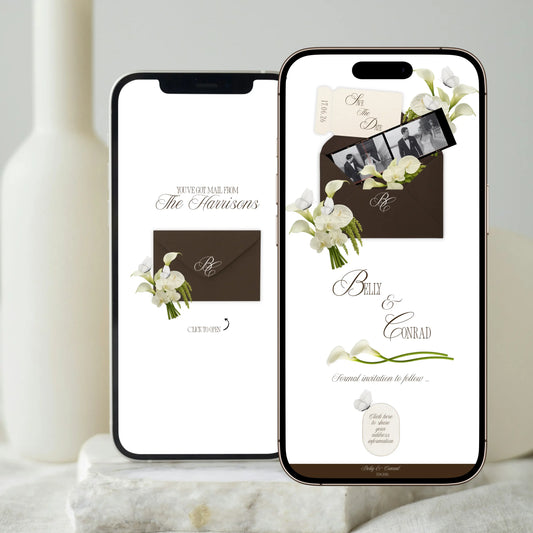 Save the Date wedding website mobile animated envelope design