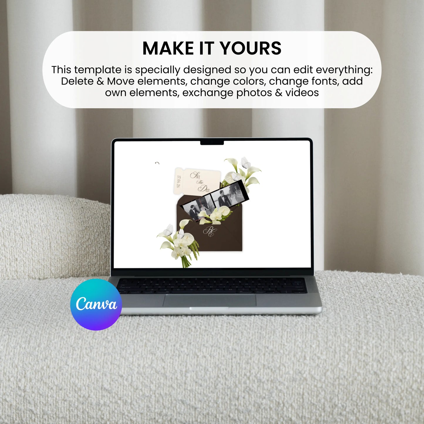 Responsive Save the Date wedding website design on devices