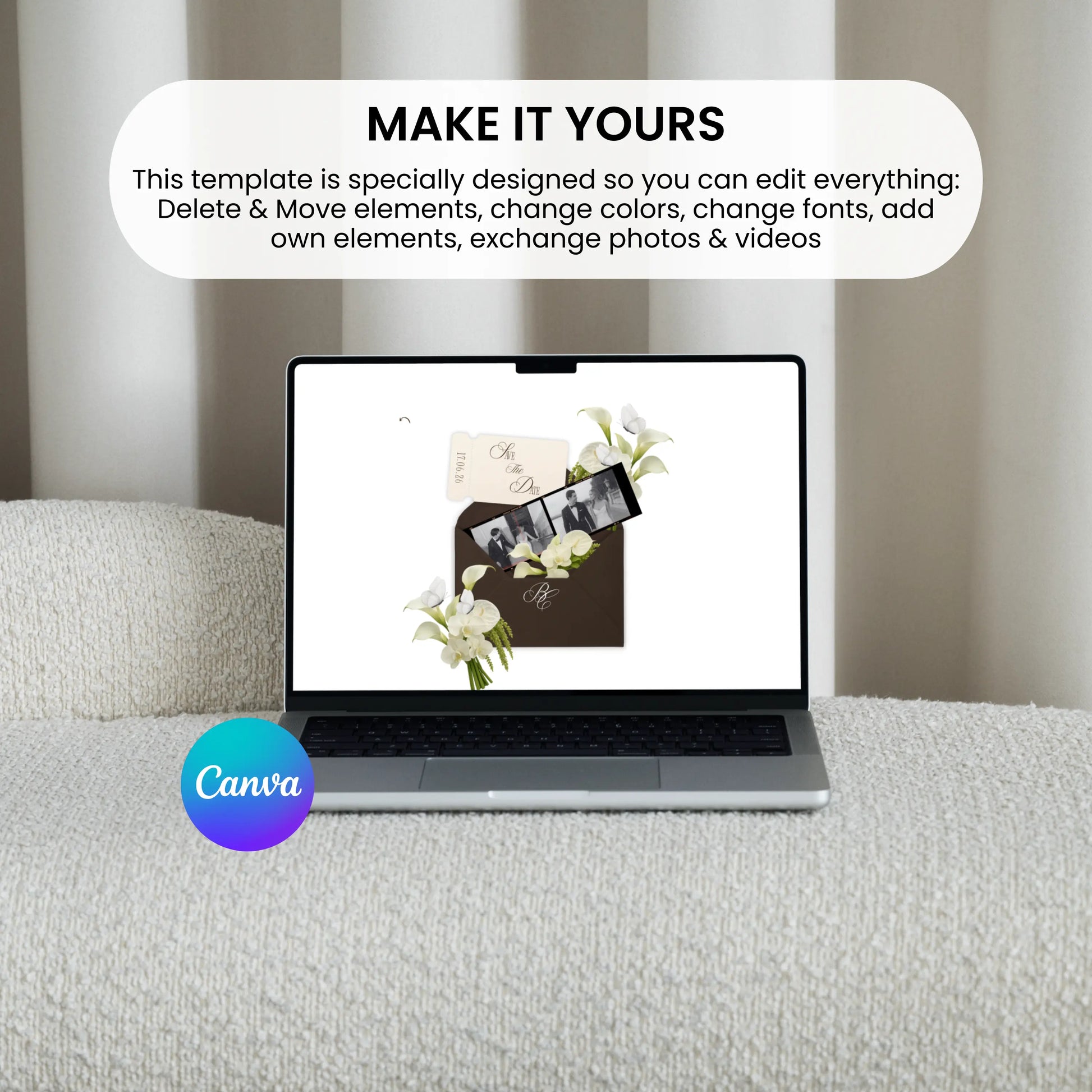 Responsive Save the Date wedding website design on devices