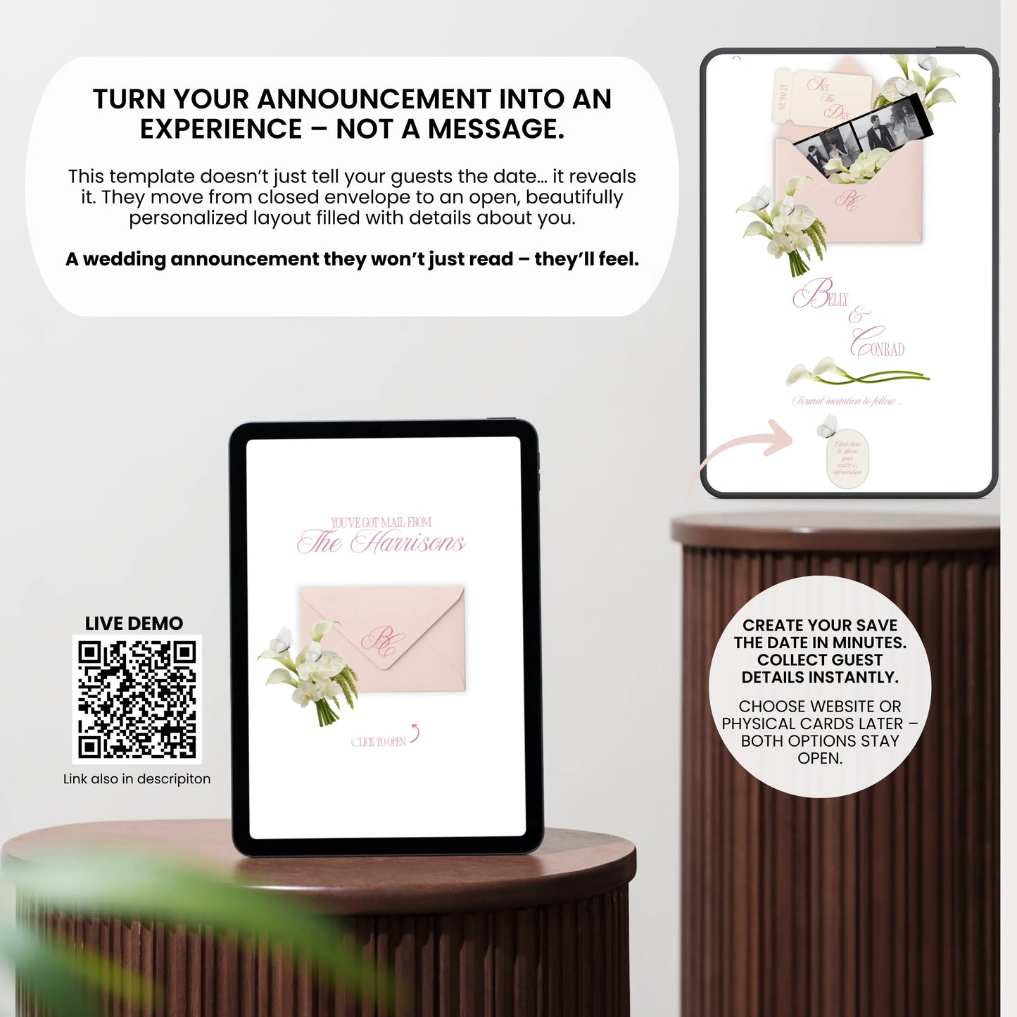 Save the date wedding website with online RSVP form