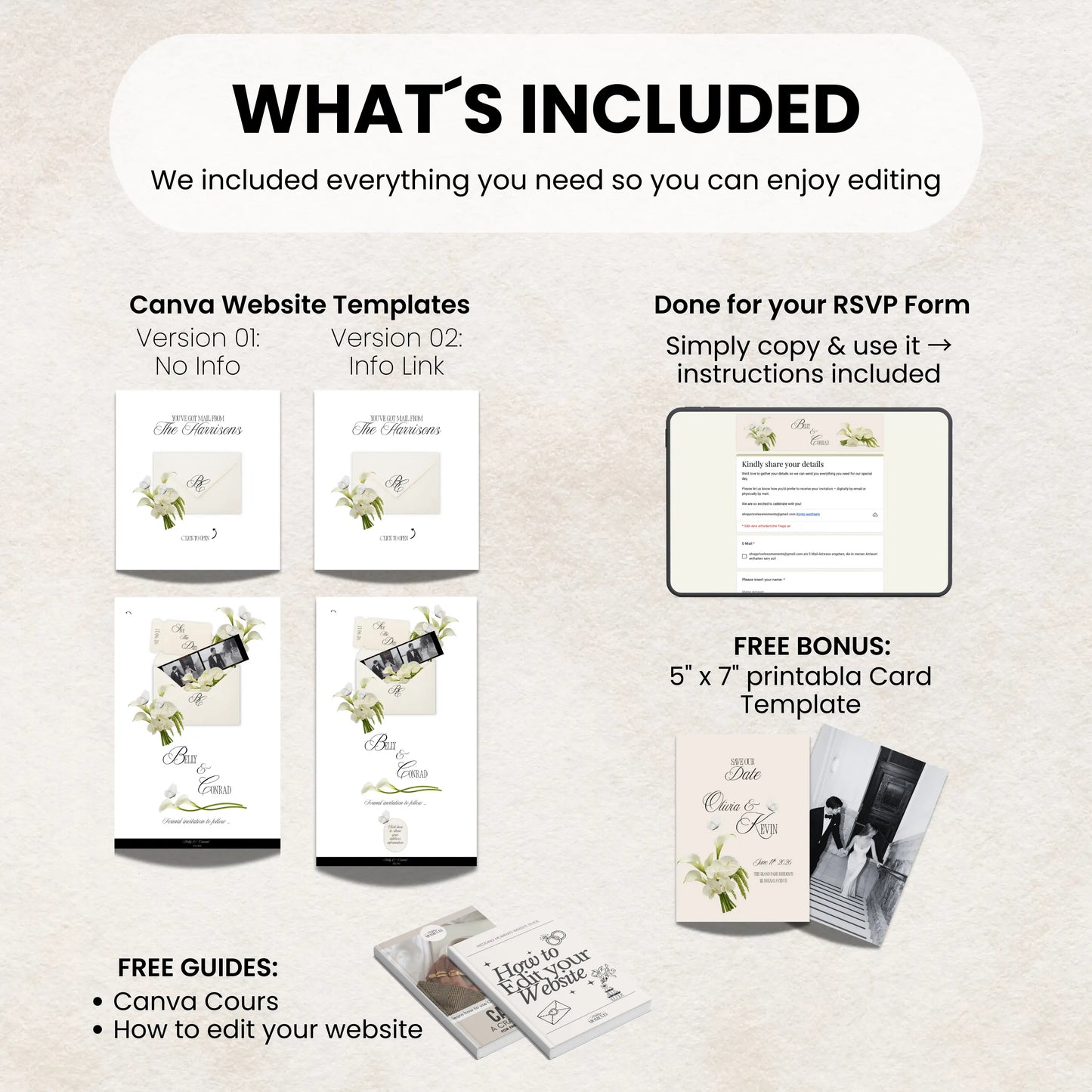 Save the date wedding website template included features
