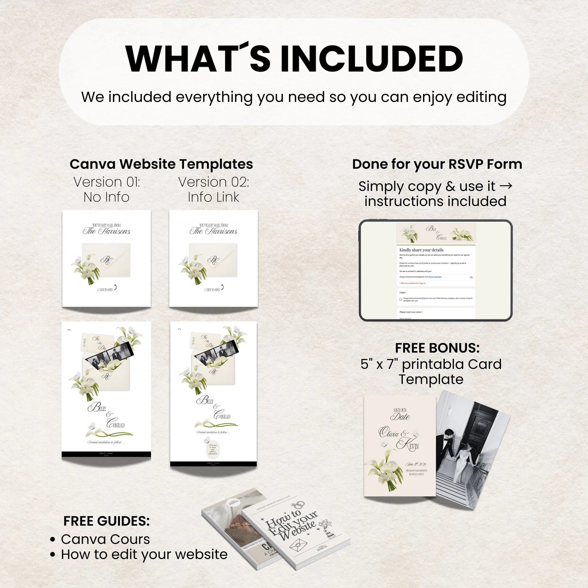 Save the date wedding website template included features