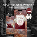 Save the Date Website Template | Burgundy italian Envelope Old Money A003