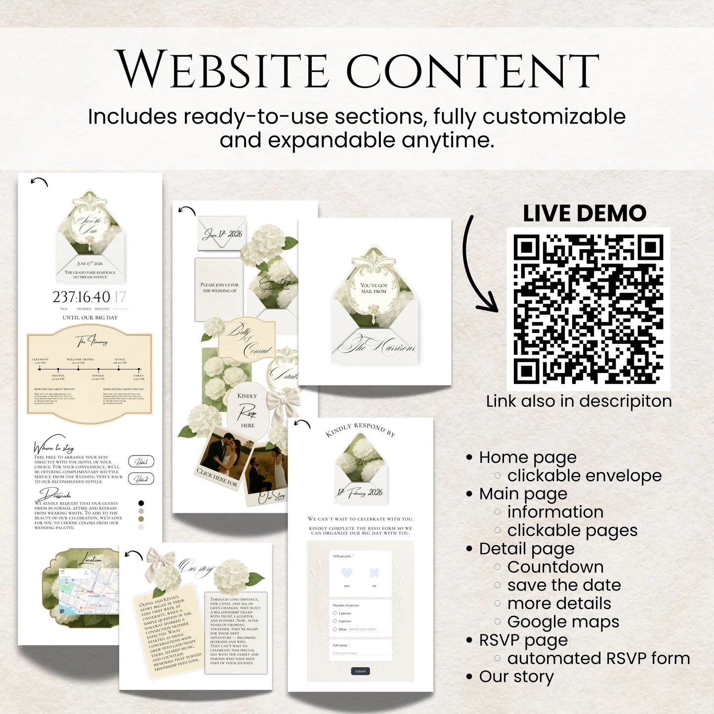 Editing a luxury wedding website template in Canva on laptop