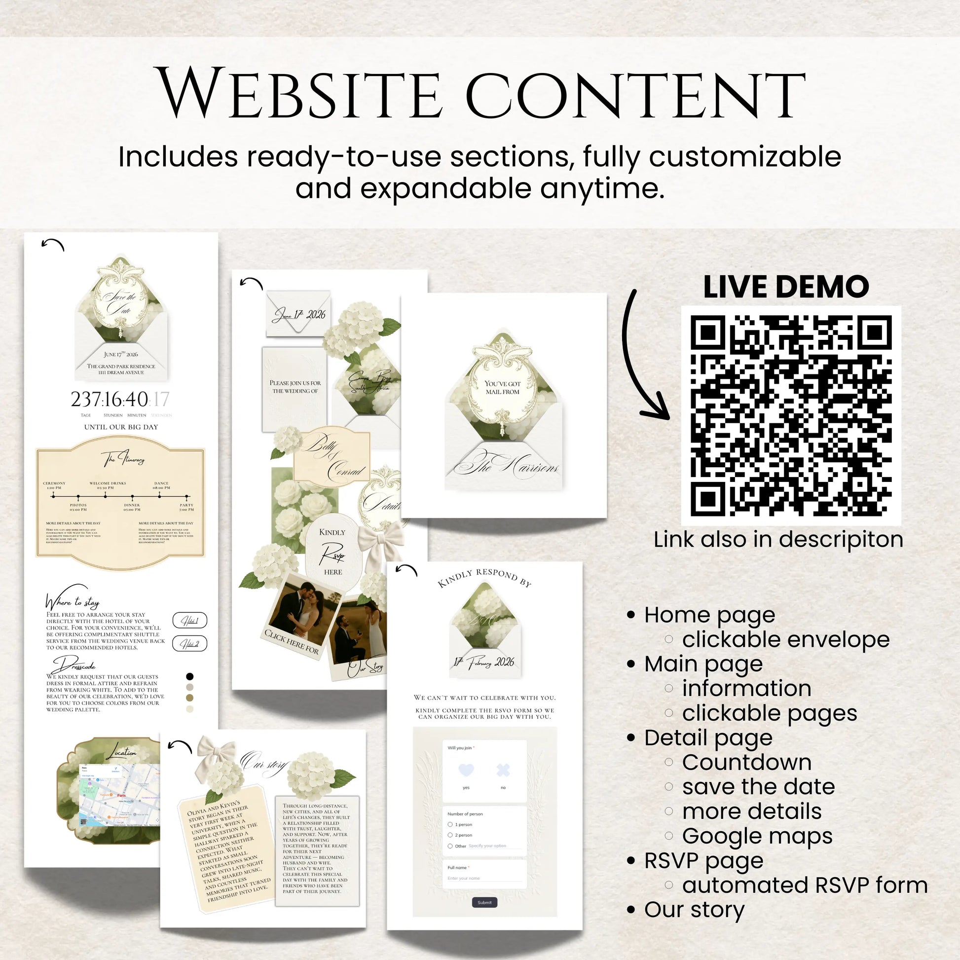 Editing a luxury wedding website template in Canva on laptop