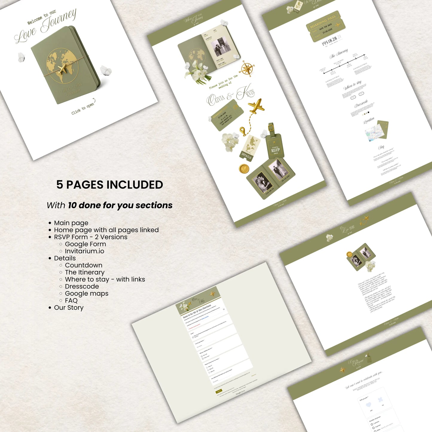 Mobile Ansicht der Hochzeitswebsite – responsives Canva Wedding Website Template auf Smartphone