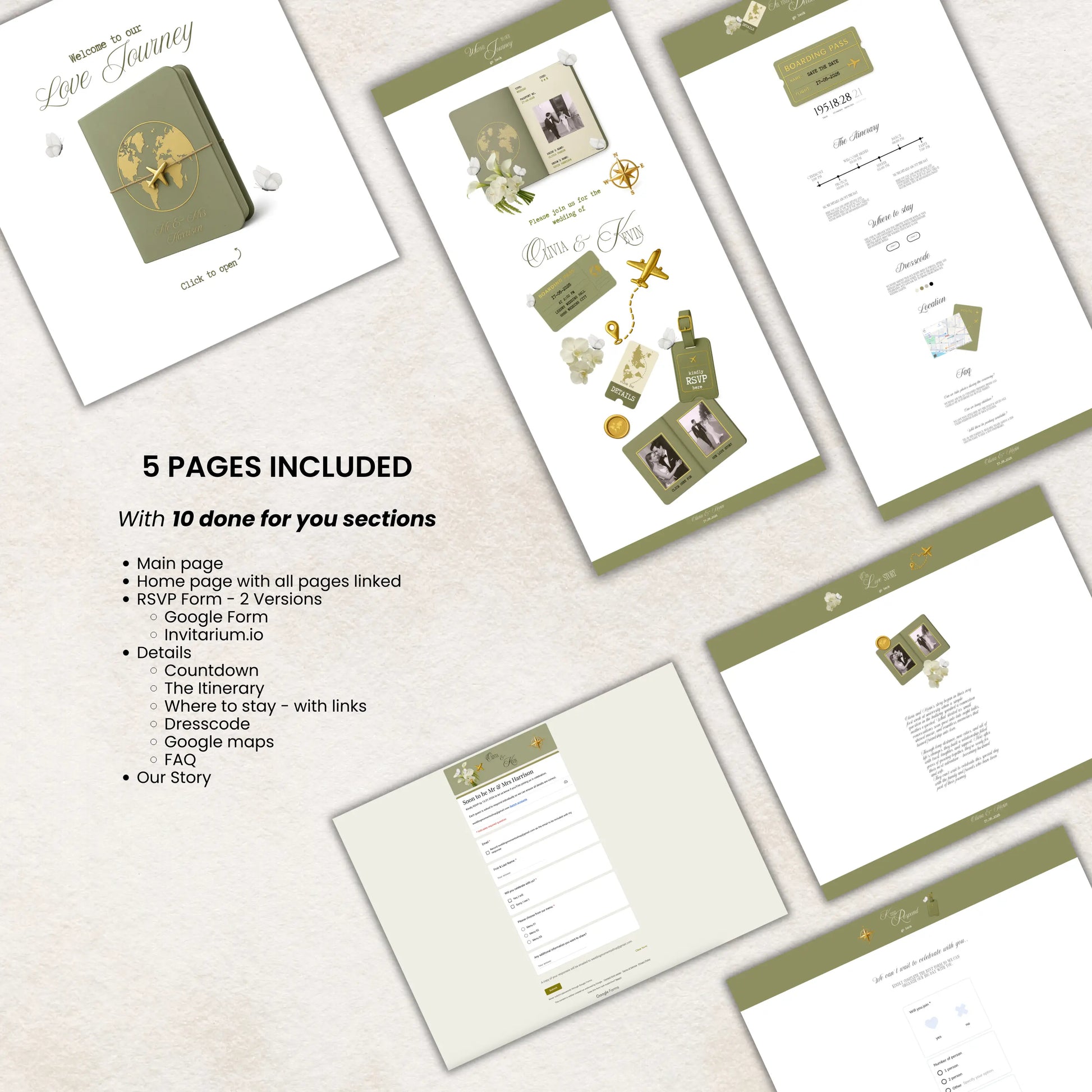 Mobile Ansicht der Hochzeitswebsite – responsives Canva Wedding Website Template auf Smartphone