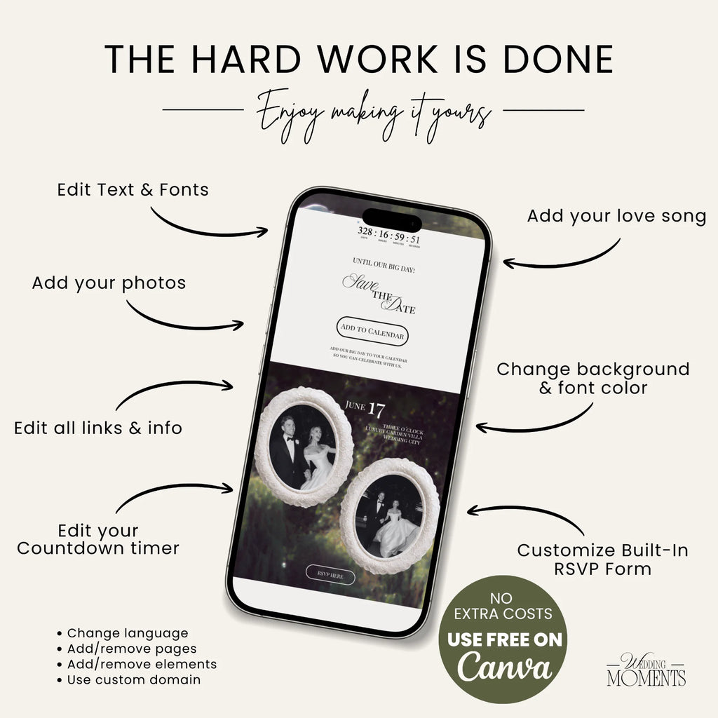 Wedding Website Template - Countryside green sage Wedding Old money E003 Wedding Moments Digital Download Wedding Moments