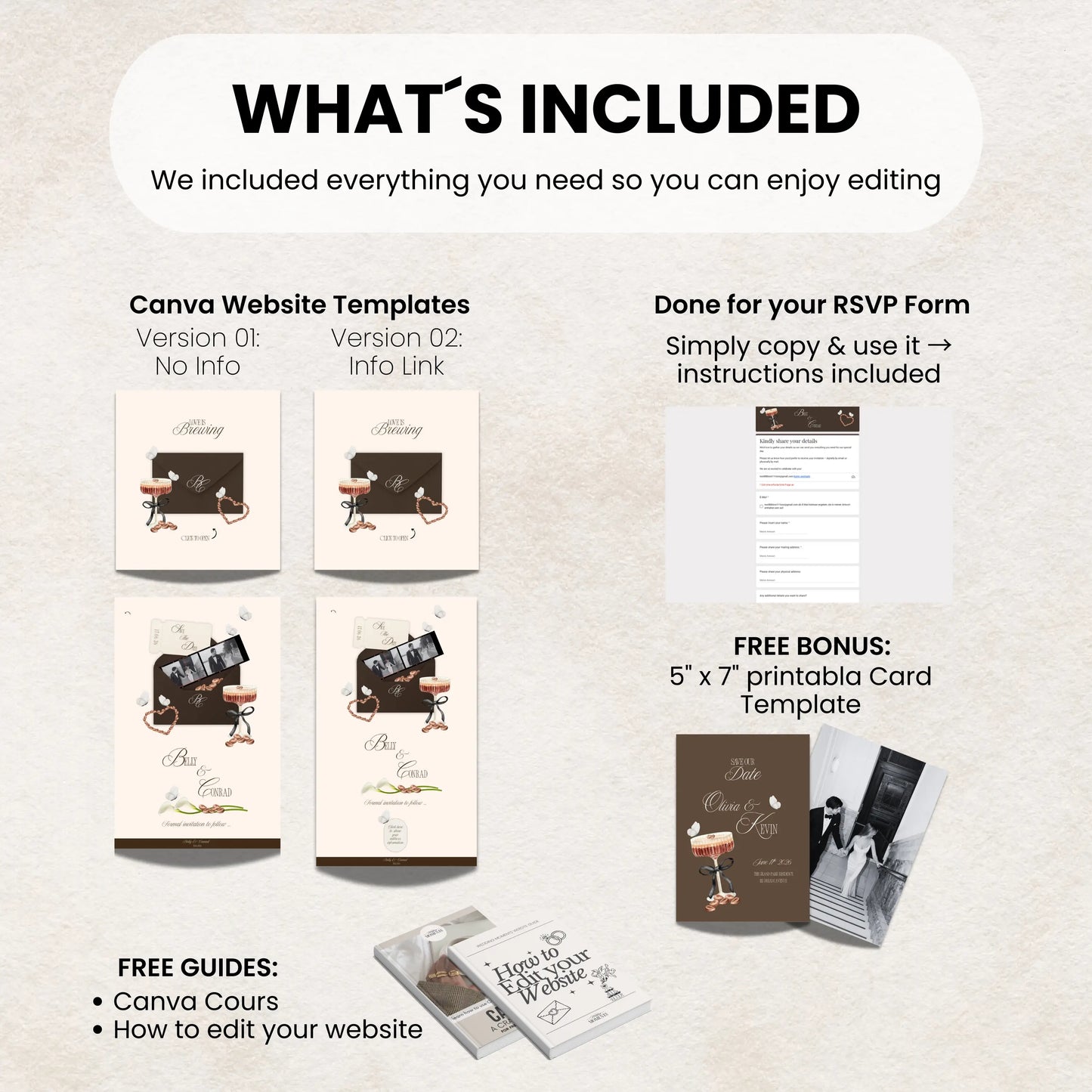 What’s included in save the date wedding website template