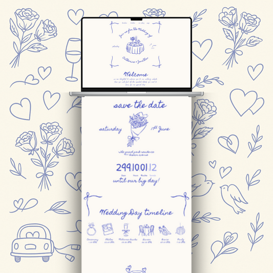 Italian doodle style bouquet wedding website example video